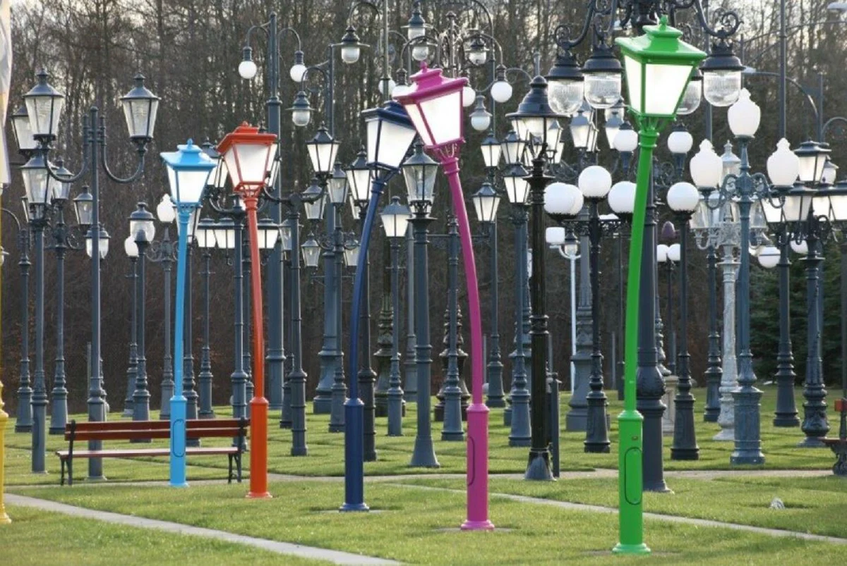 Casa Padrino linterna de jard¨ªn Art Nouveau p¨²rpura A. 353,5 cm - Iluminaci¨®n exterior