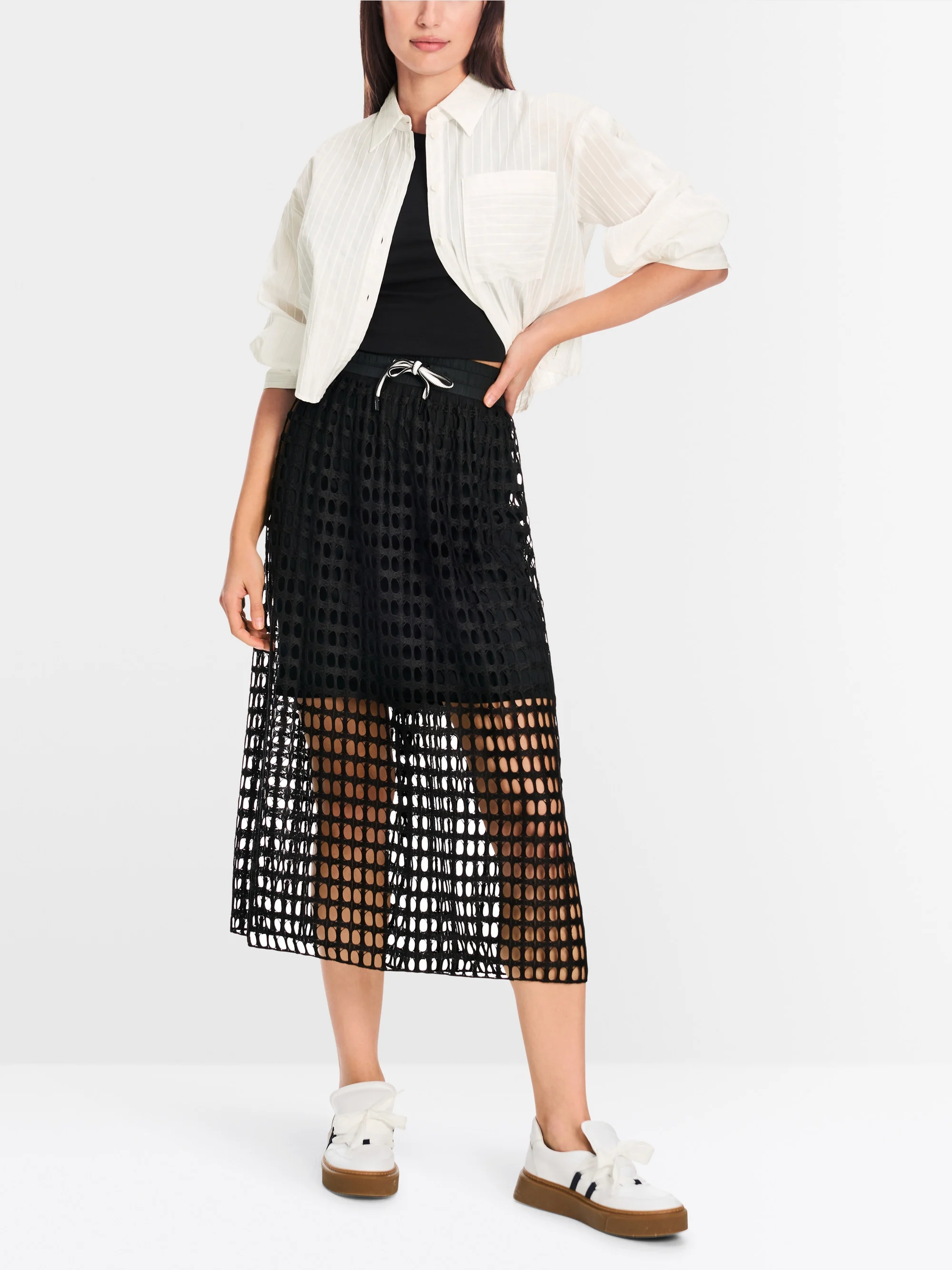 Marc-Cain Airy skirt in openwork mesh knit