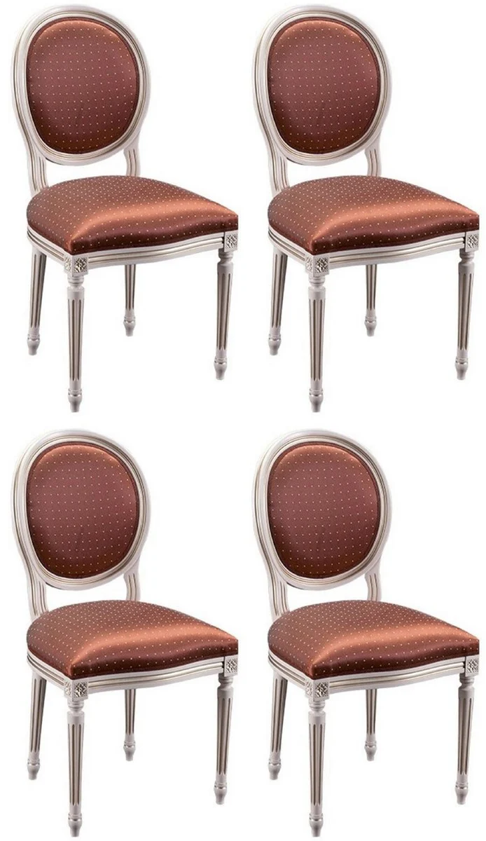 Casa Padrino conjunto de 4 sillas de comedor barrocos de lujo rojo burdeos / blanco