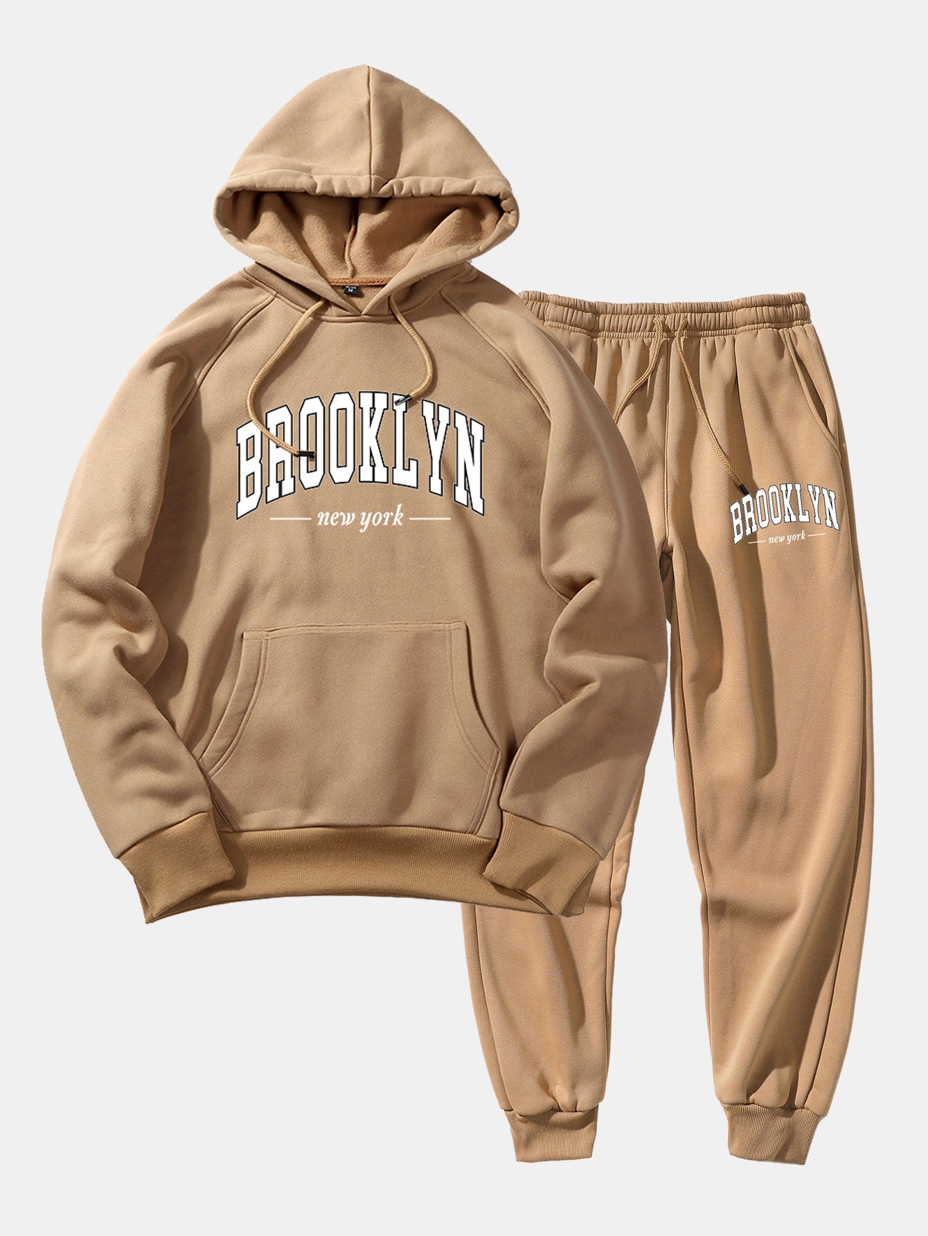 Brooklyn Letter Print Hoodie & Jogger Pants