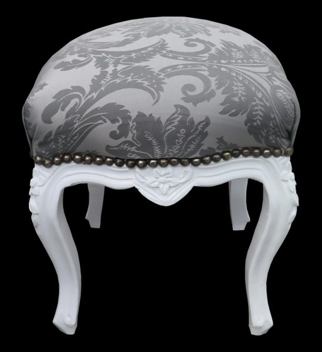 Casa Padrino barroco de heces Gris Patr¨®n / Blanco Altura 40 cm, anchura 35 cm - muebles barrocos