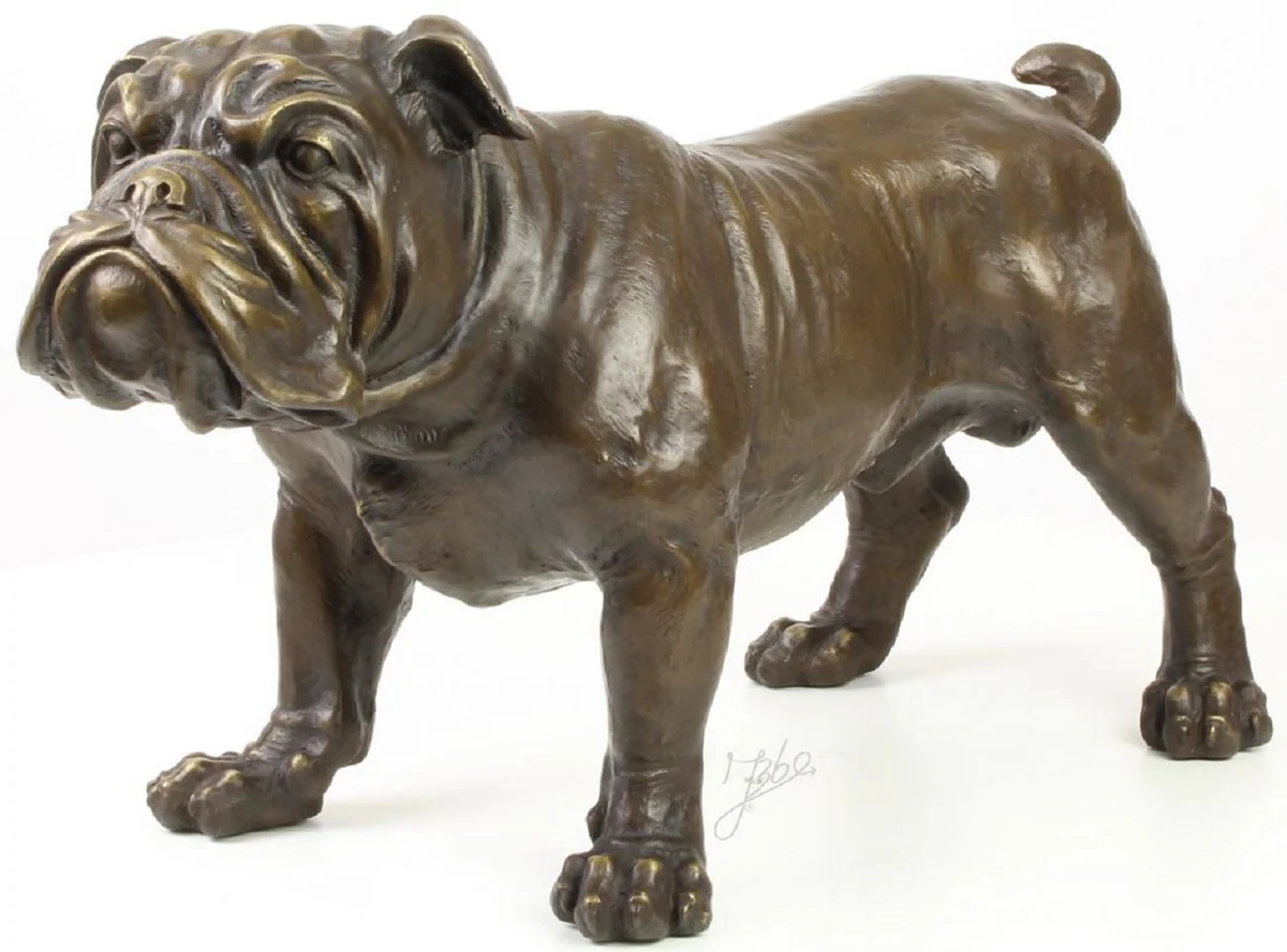 Casa Padrino figura de bronce de lujo de bulldog inglés bronce 54,5 x 24,1 x H. 31 cm - Figura Decorativa