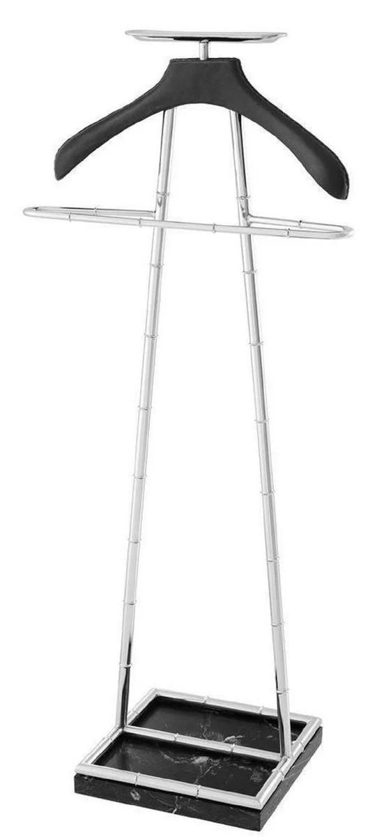 Casa Padrino sirviente mudo de lujo plata / negro 50,5 x 31 x H. 117 cm - Perchero Abrigo Perchero Traje Soporte Mudo Sirviente Caballero - Accesorios de Lujo