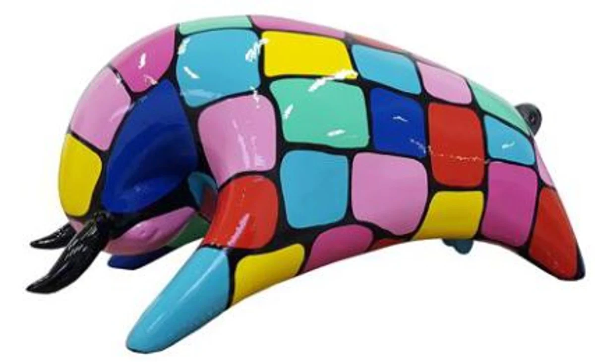 Casa Padrino figura decorativa de diseño toro colorido 50 x A. 25 cm - Escultura decorativa resistente a la intemperie - Decoración de Sala de Estar