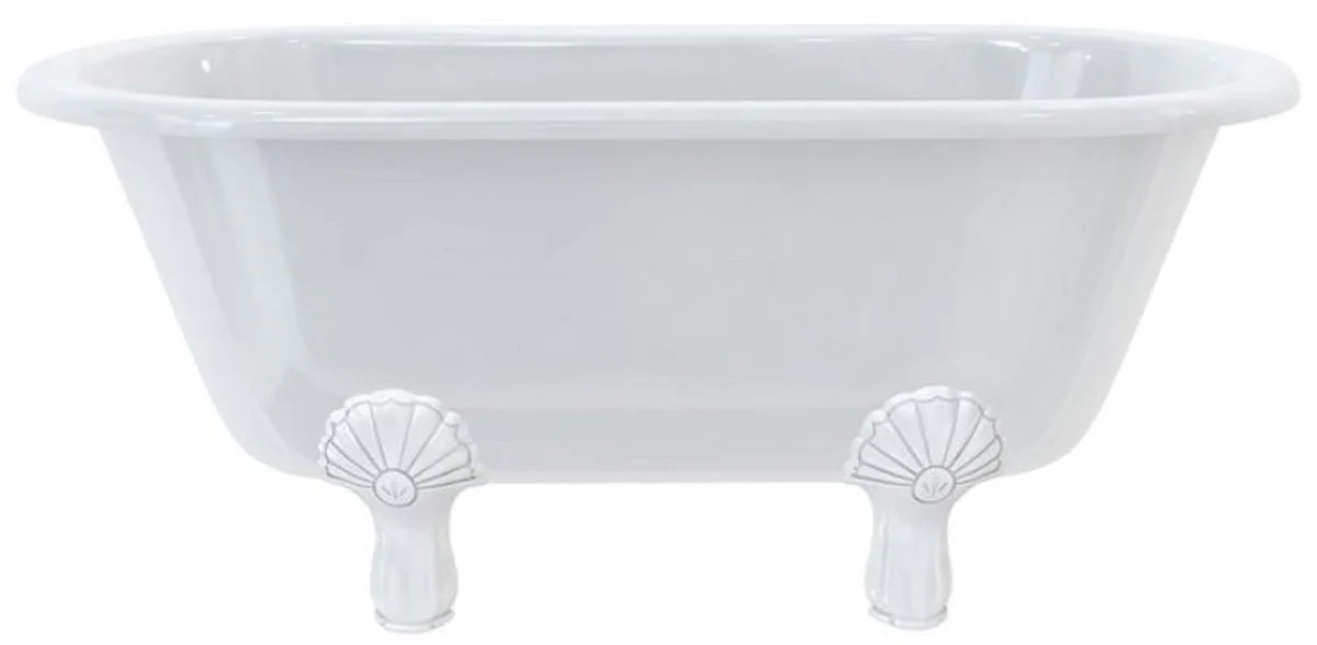 Casa Padrino bañera Art Nouveau de lujo blanco / blanco 150 x 75 x A. 63,5 cm - Bañera acrílica retro independiente - Mueble de baño retro