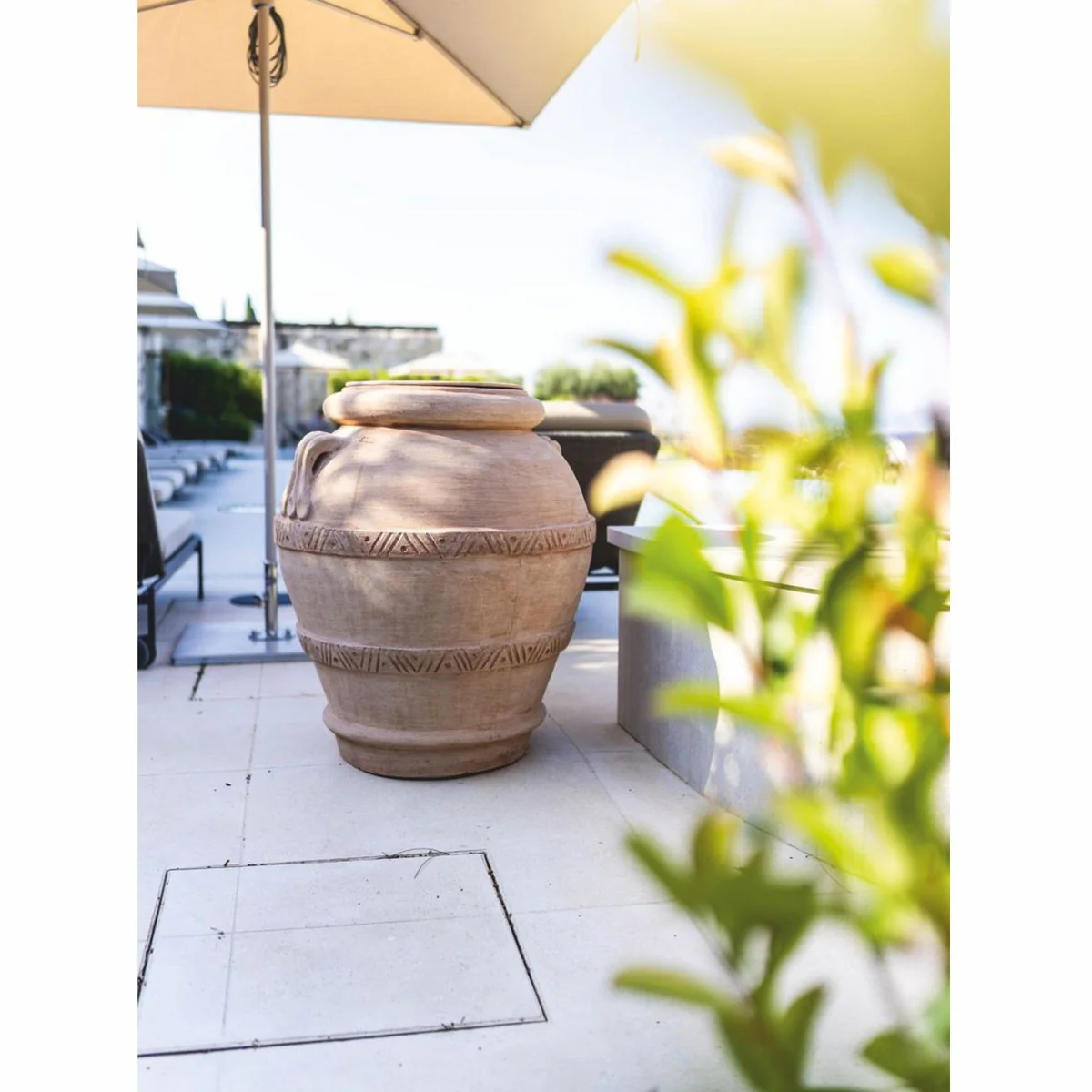 Casa Padrino Maceta Art Nouveau de Terracota Beige A. 85 cm - Hecho en Italia