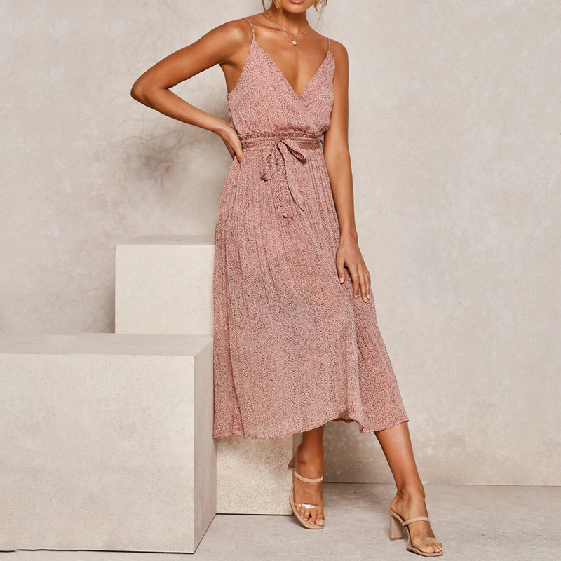 Fashion Sling Pleated Elegant Dress