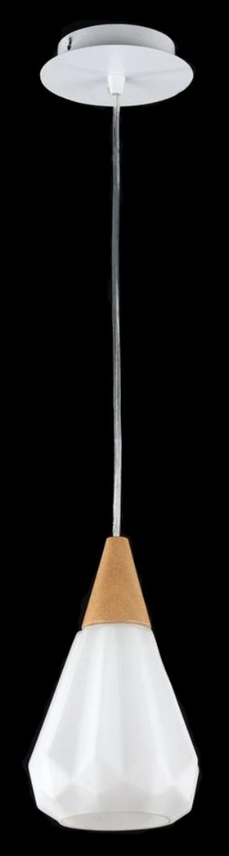 Casa Padrino lámpara colgante de lujo blanco / natural Ø 13 x H 26 cm - Lámpara Colgante de Lujo