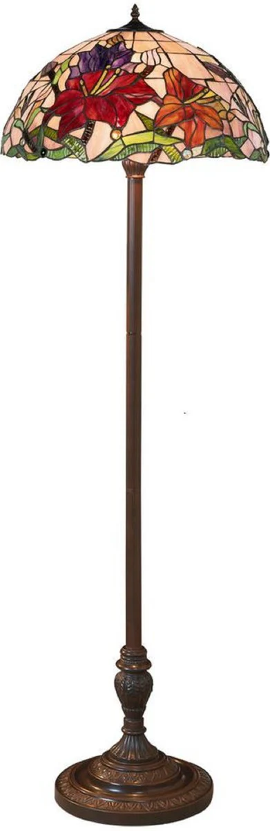 Casa Padrino lámpara de pie Tiffany de lujo multicolor / marrón Ø 50 x A. 170 cm - Tiffany lámpara de pie - Luces Tiffany - Lámparas de pie Tiffany - Lámparas de pie para salón y oficina