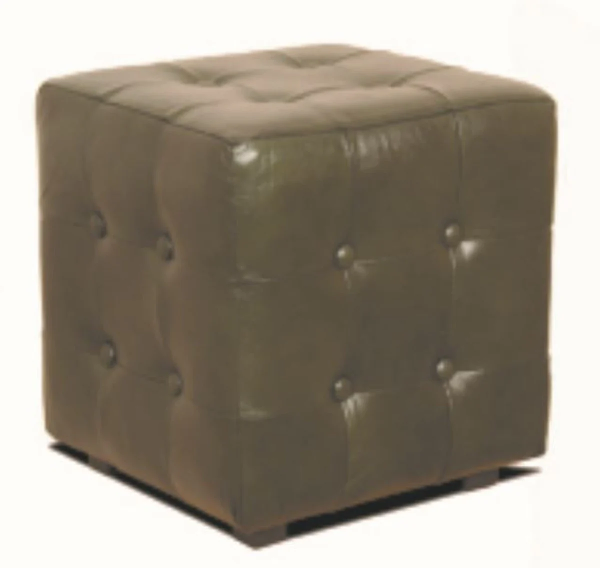 Casa Padrino Chesterfield taburete de cuero genuino 40 x 40 x H. 42 cm - Muebles de Lujo