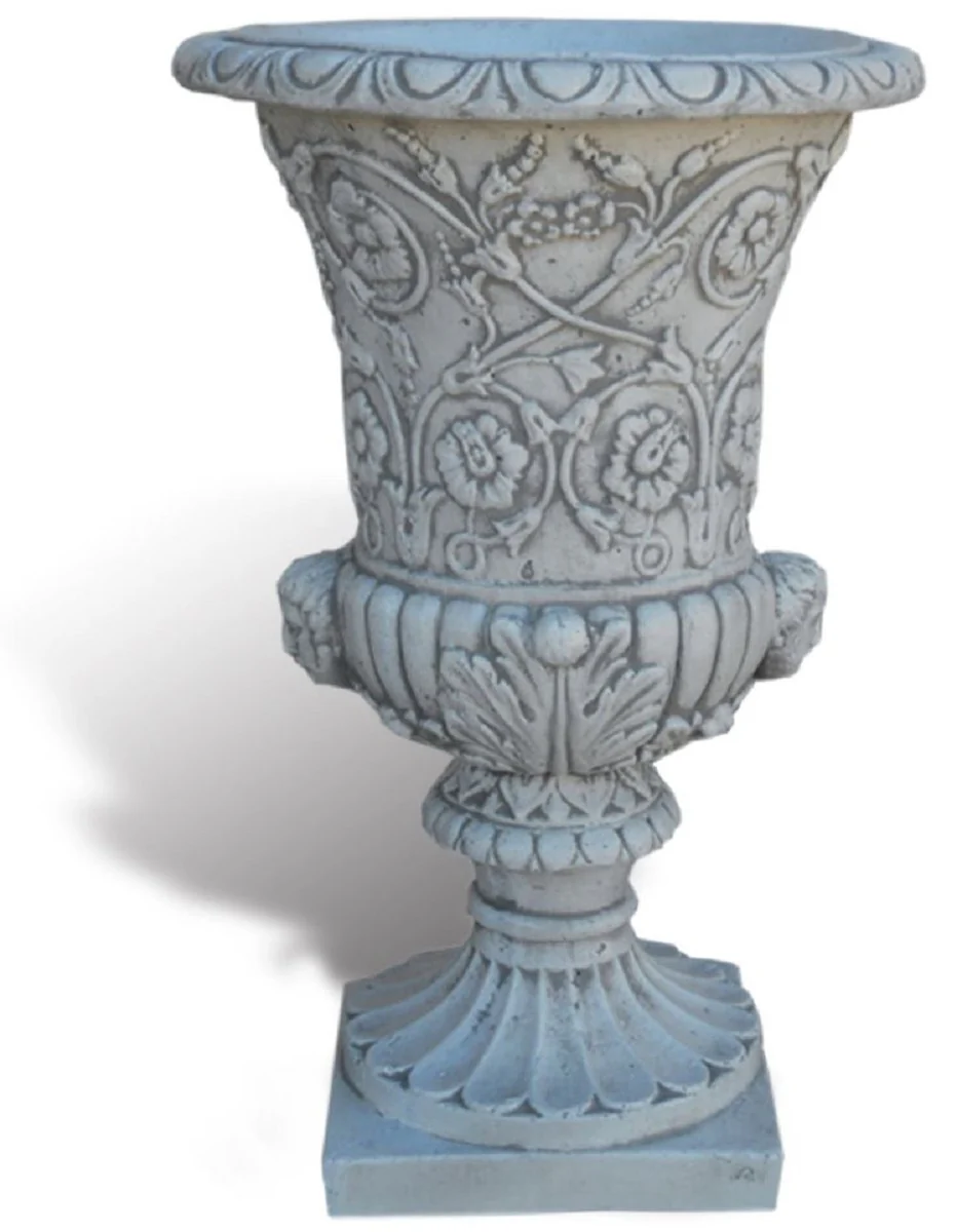 Casa Padrino maceta barroco de lujo gris ? 49 x A. 78 cm - Maceta de estilo barroco hecho a mano con grava de m¨¢rmol de Carrara - Decoraci¨®n de jard¨ªn barroco - Hecho en Italia