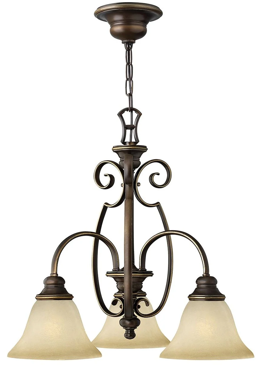 Casa Padrino araña de luces barroco bronce antiguo / alabastro vintage Ø 57,1 x A. 53,3 cm - Lámparas de salón en estilo barroco