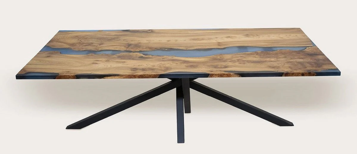 Casa Padrino mesa de comedor de lujo marr¨®n / azul / negro 250 cm