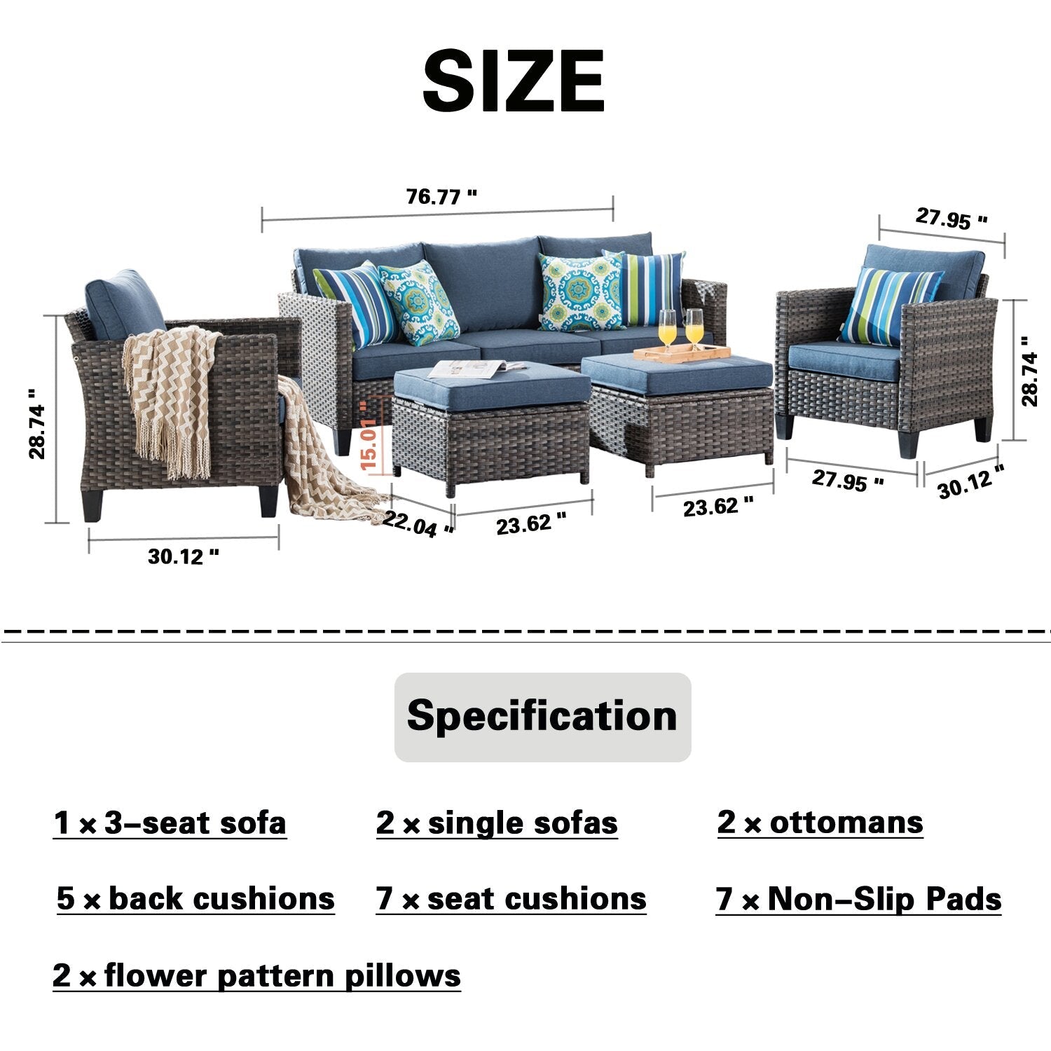 Burhans 5 - Person Seating Group with Cushions?(Set of 5)