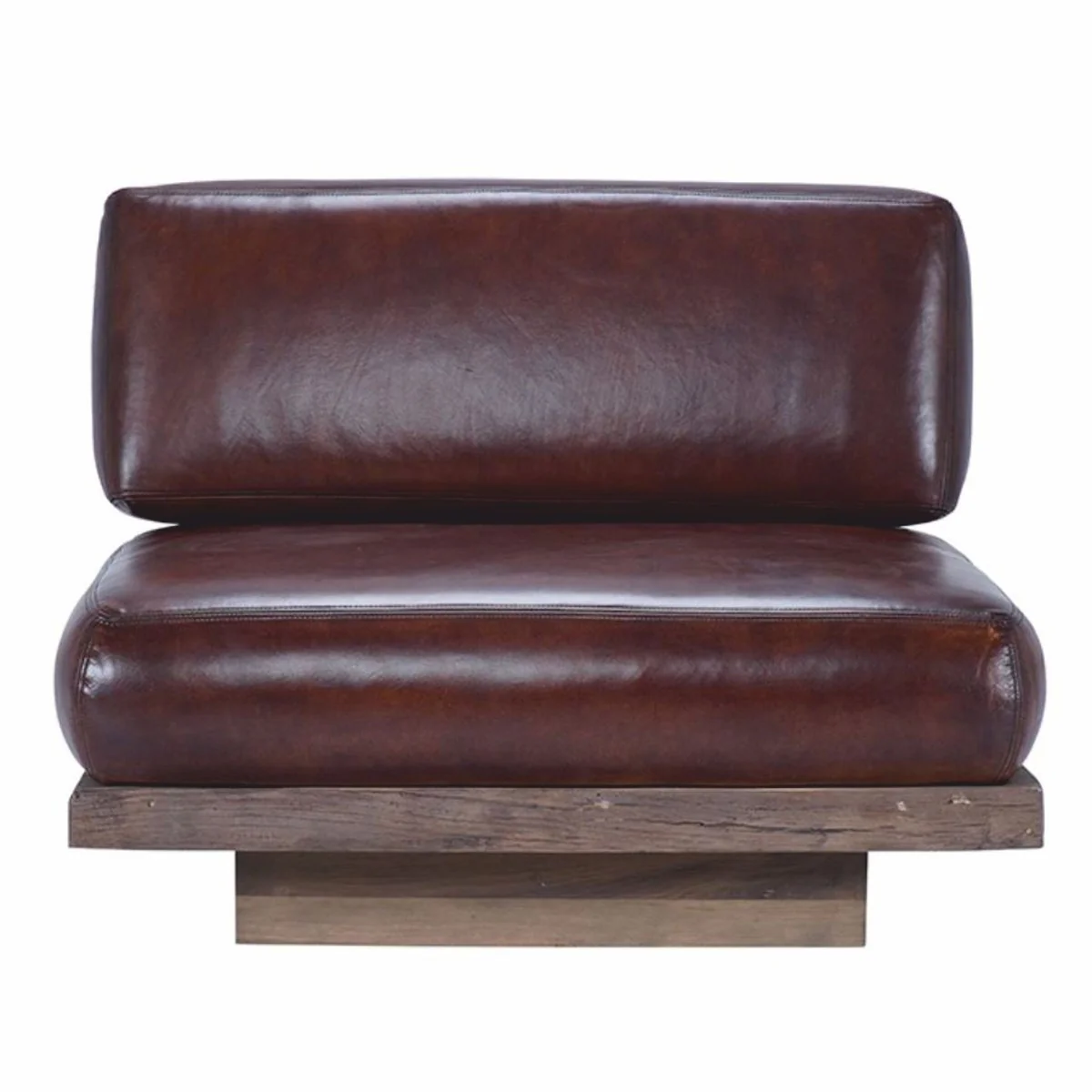 Casa Padrino sill¨®n de lujo de cuero genuino marr¨®n oscuro / marr¨®n - Sill¨®n modular de sal¨®n