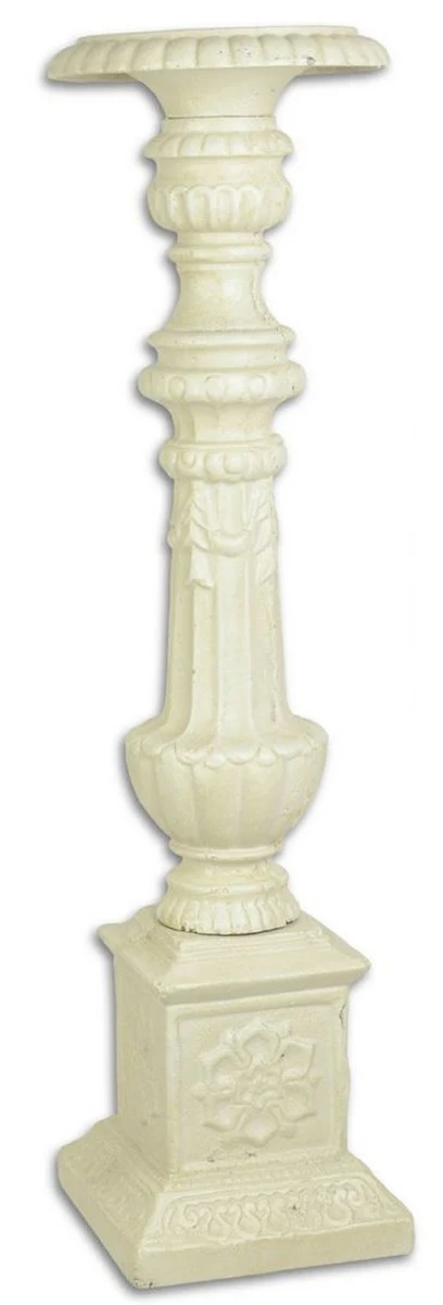 Casa Padrino Candelabro Barroco Blanco 19,5 x 19,5 x H. 69,5 cm - Candelero de Hierro Fundido Noble en Estilo Barroco