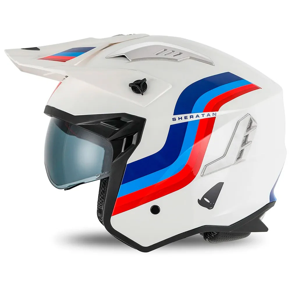 CASCO JET UFO SHERATAN CROSS BLANCO / AZUL / ROJO
