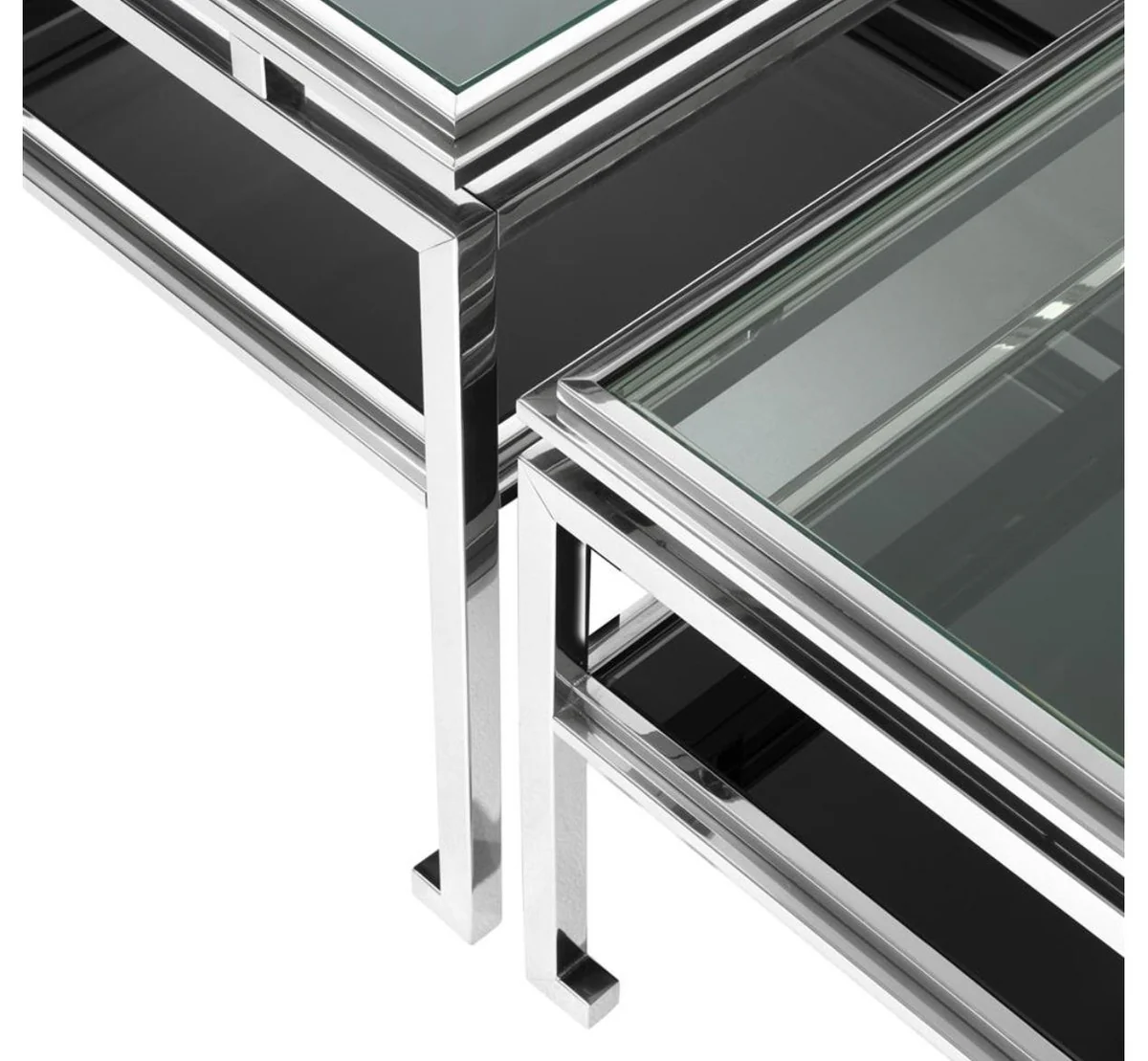 Casa Padrino conjunto de mesa de café de lujo de 4 de plata - muebles de diseño sala de estar