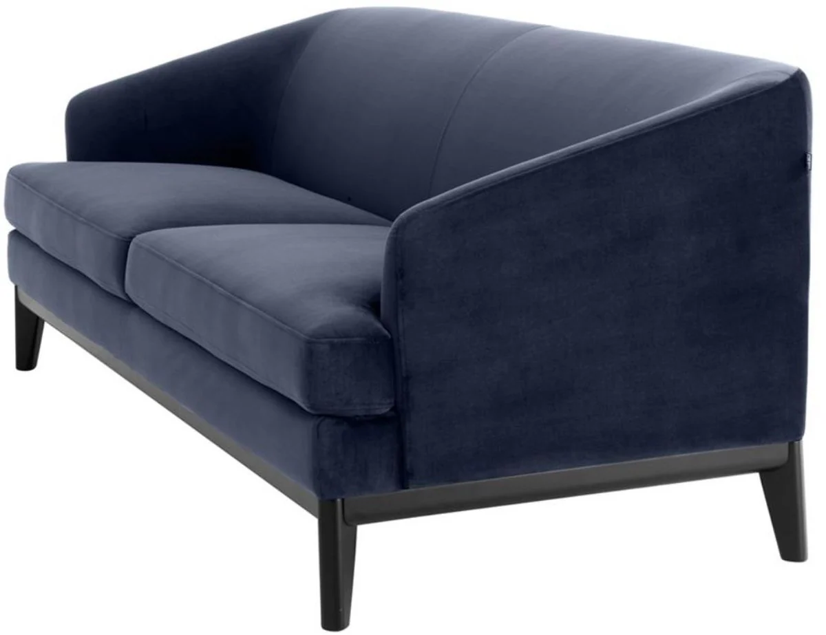 Casa Padrino sofá de la sala de estar azul de medianoche / negro 195 x 90 x H. 75 cm - Muebles de Lujo