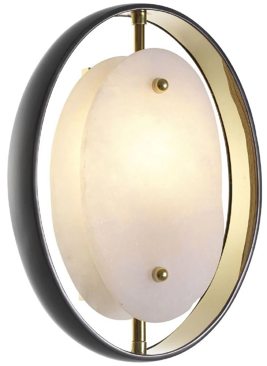 Casa Padrino lámpara de pared de lujo negro / oro / alabastro 22,5 x 10 x A. 29,5 cm - Lámpara de pared moderna - Lámparas de Lujo