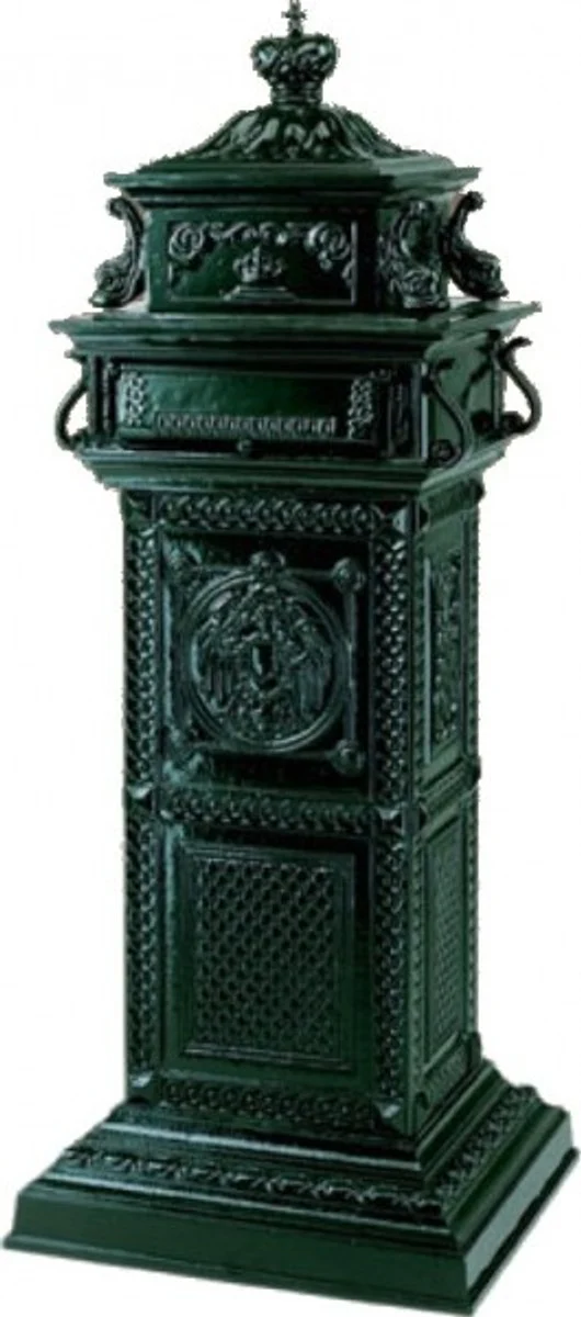 Casa Padrino buzón de pie Art Nouveau de lujo verde - Buzón de aluminio - Buzón de correo - Buzón de columna
