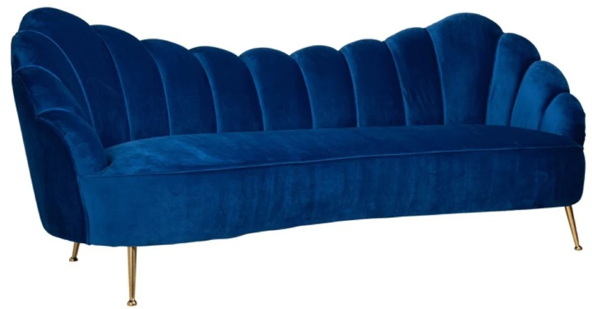 Casa Padrino sof¨¢ de terciopelo de lujo azul / oro 230 x 94 x A. 90 cm - Sof¨¢ de sal¨®n con tela de terciopelo fino - Muebles de sal¨®n - Muebles de lujo - Interiores de sal¨®n - Interiores de lujo