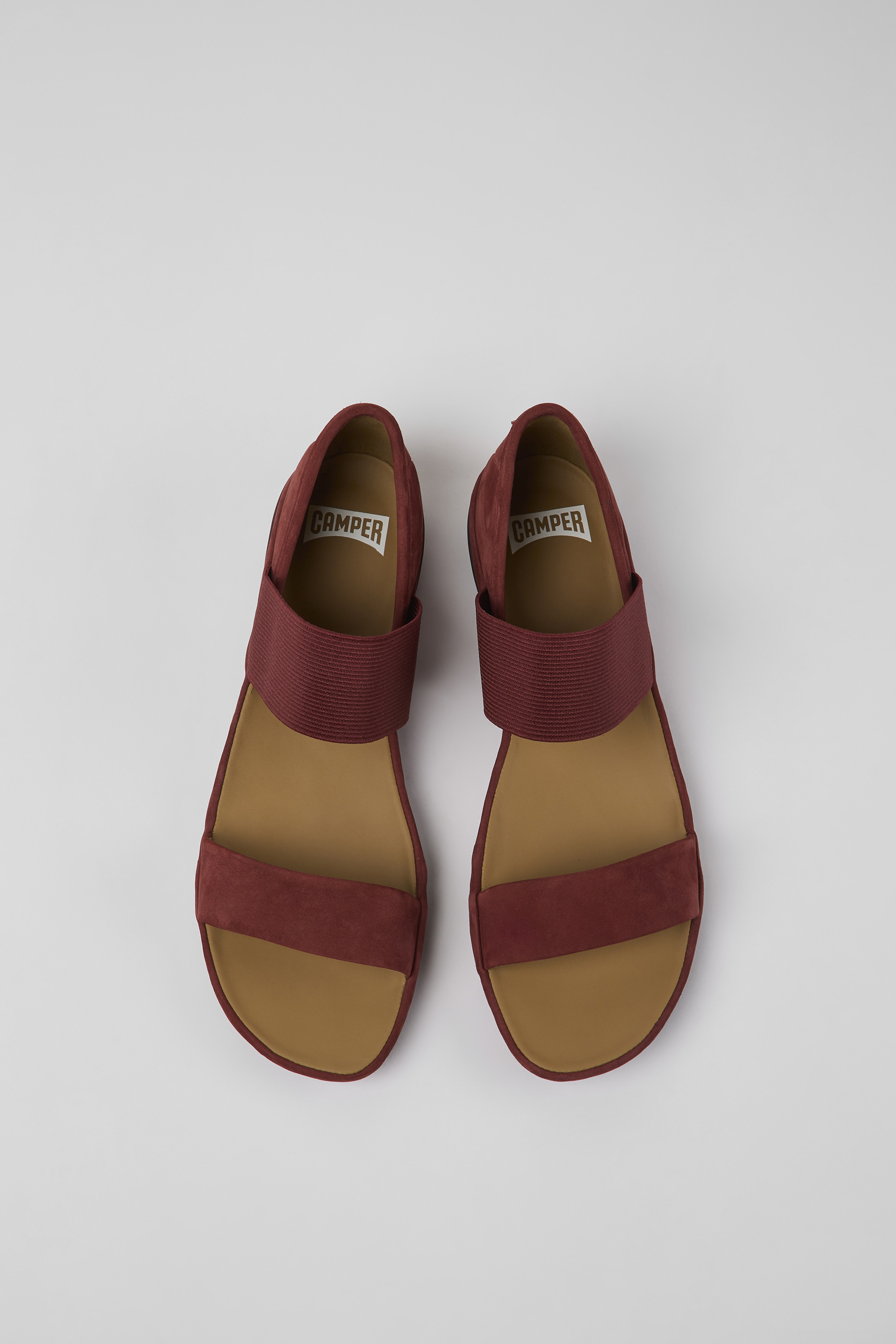 Right - Burgundy nubuck sandals for women