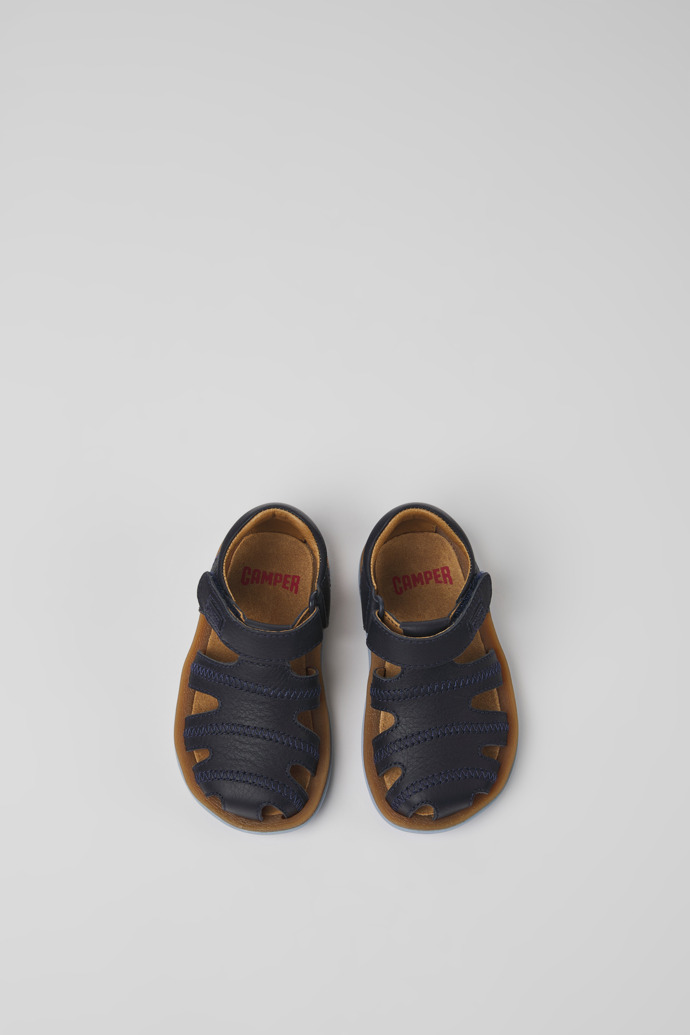 Bicho Navy blue leather sandals for boys