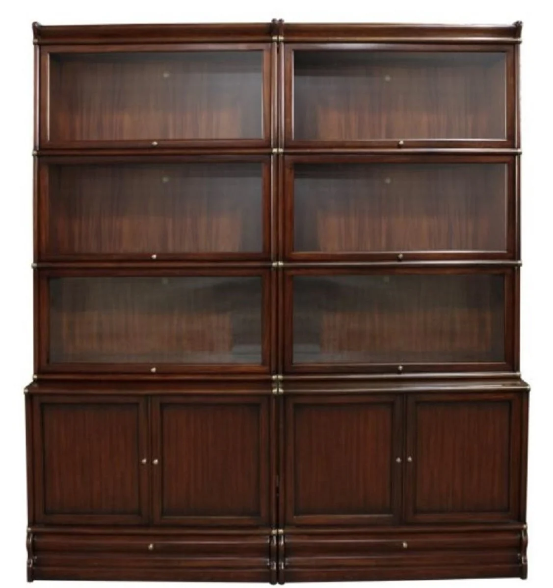 Casa Padrino armario de libros de lujo de caoba con 10 puertas y 2 cajones marrón oscuro 172 x 47 x H. 234 cm - Muebles de Oficina de Lujo