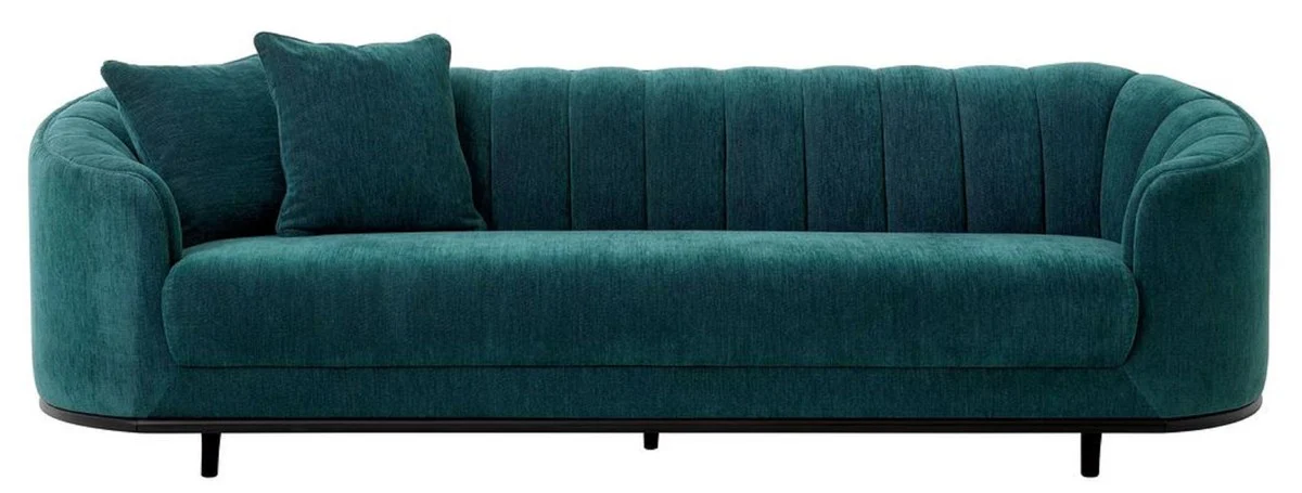 Casa Padrino sof¨¢ de lujo verde / negro 240 x 96 x A. 74,5 cm - Sof¨¢ de sal¨®n con 2 cojines - Muebles de sal¨®n - Muebles de lujo - Interior de sal¨®n - Interior de lujo - Calidad de lujo