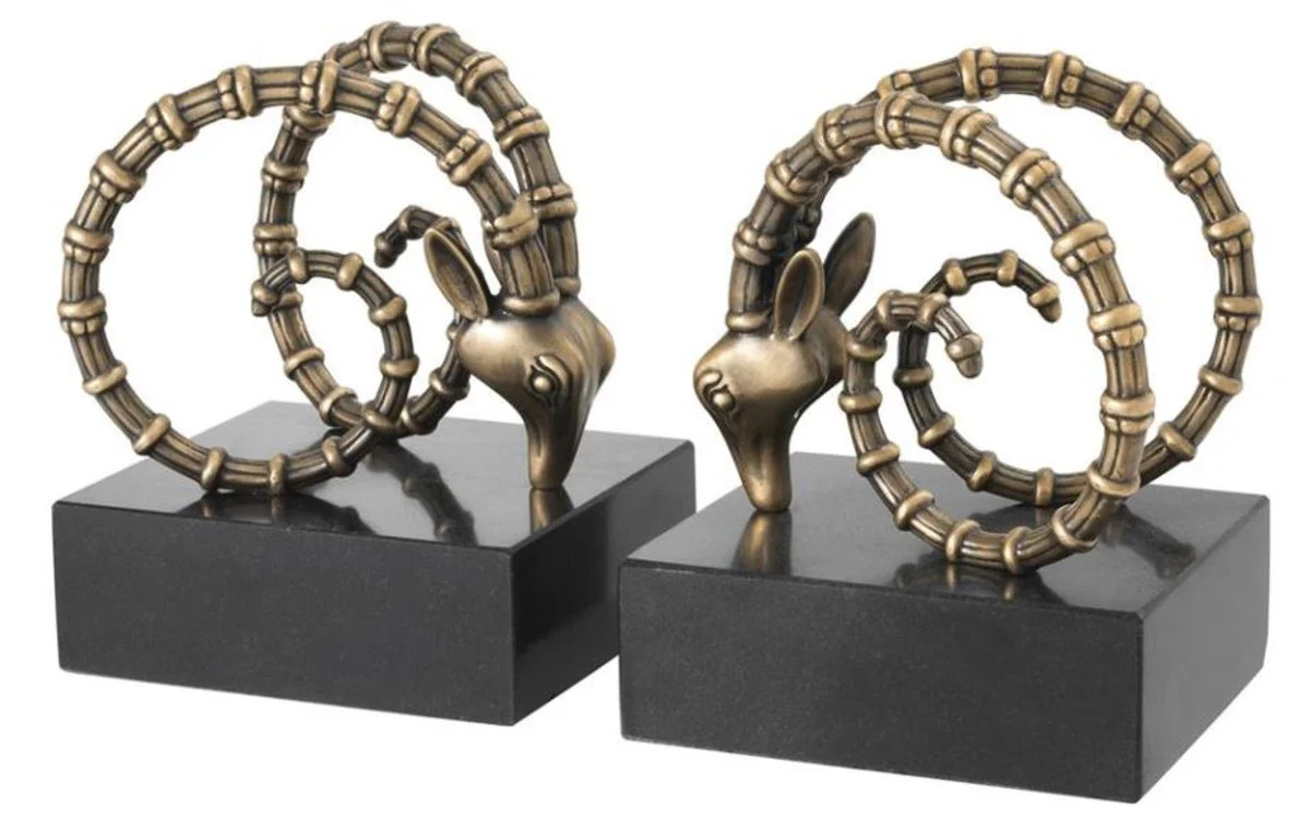 Sujetalibros de diseño Casa Padrino juego de 2 negro de antigüedades de latón - decoraciones del hotel de lujo