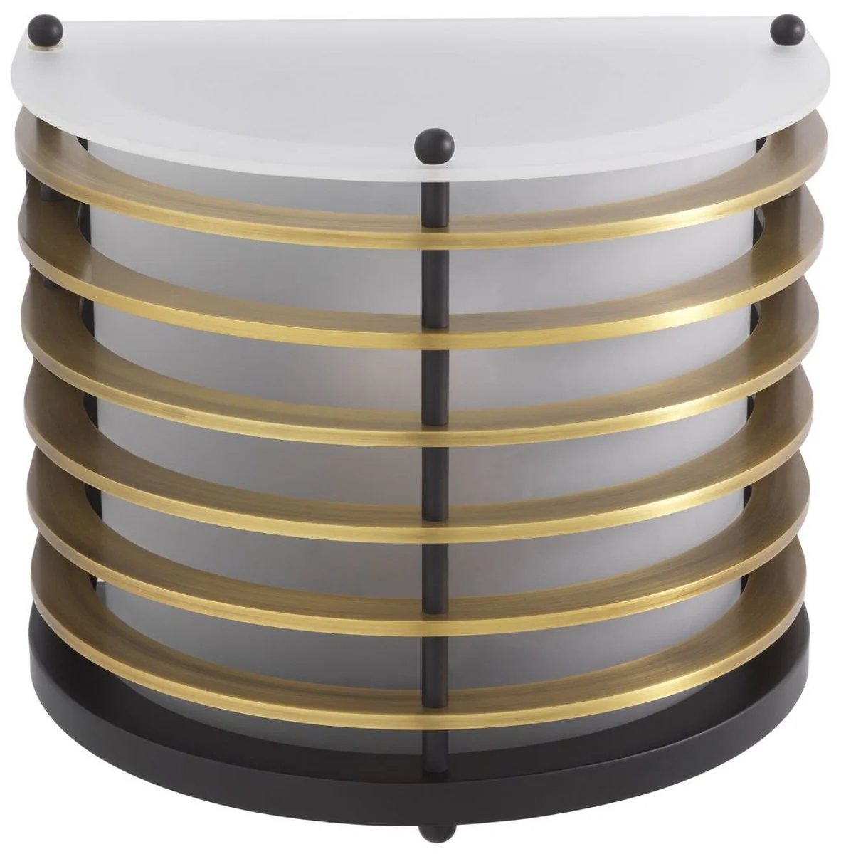 Casa Padrino lámpara de pared de lujo latón antiguo / negro 26,5 x 19 x A. 22,5 cm - Aplique semicircular de cobre con cristal esmerilado - Aplique para Hotel y Restaurante