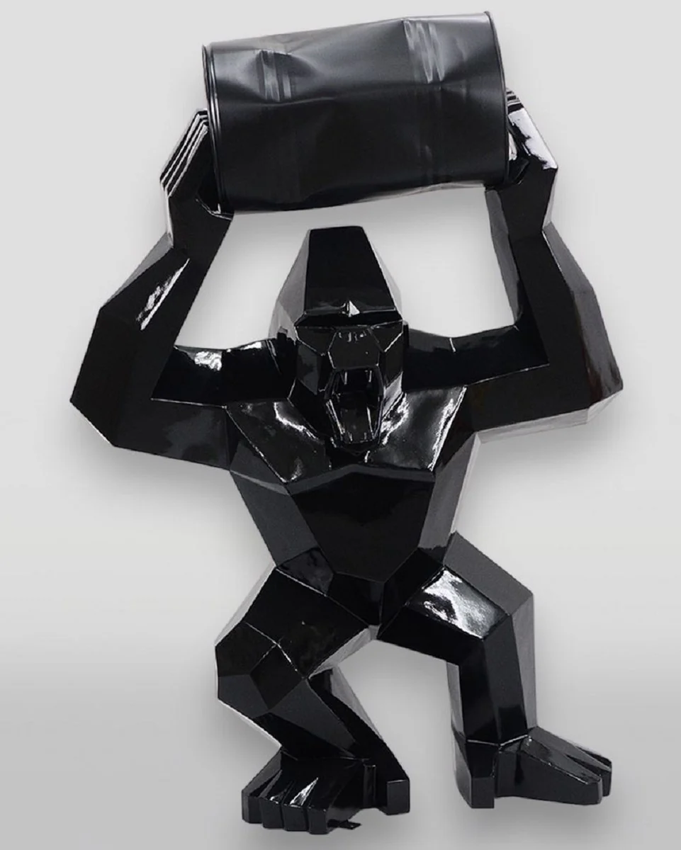 Casa Padrino escultura decorativa XXL gorila con barril negro A. 140 cm