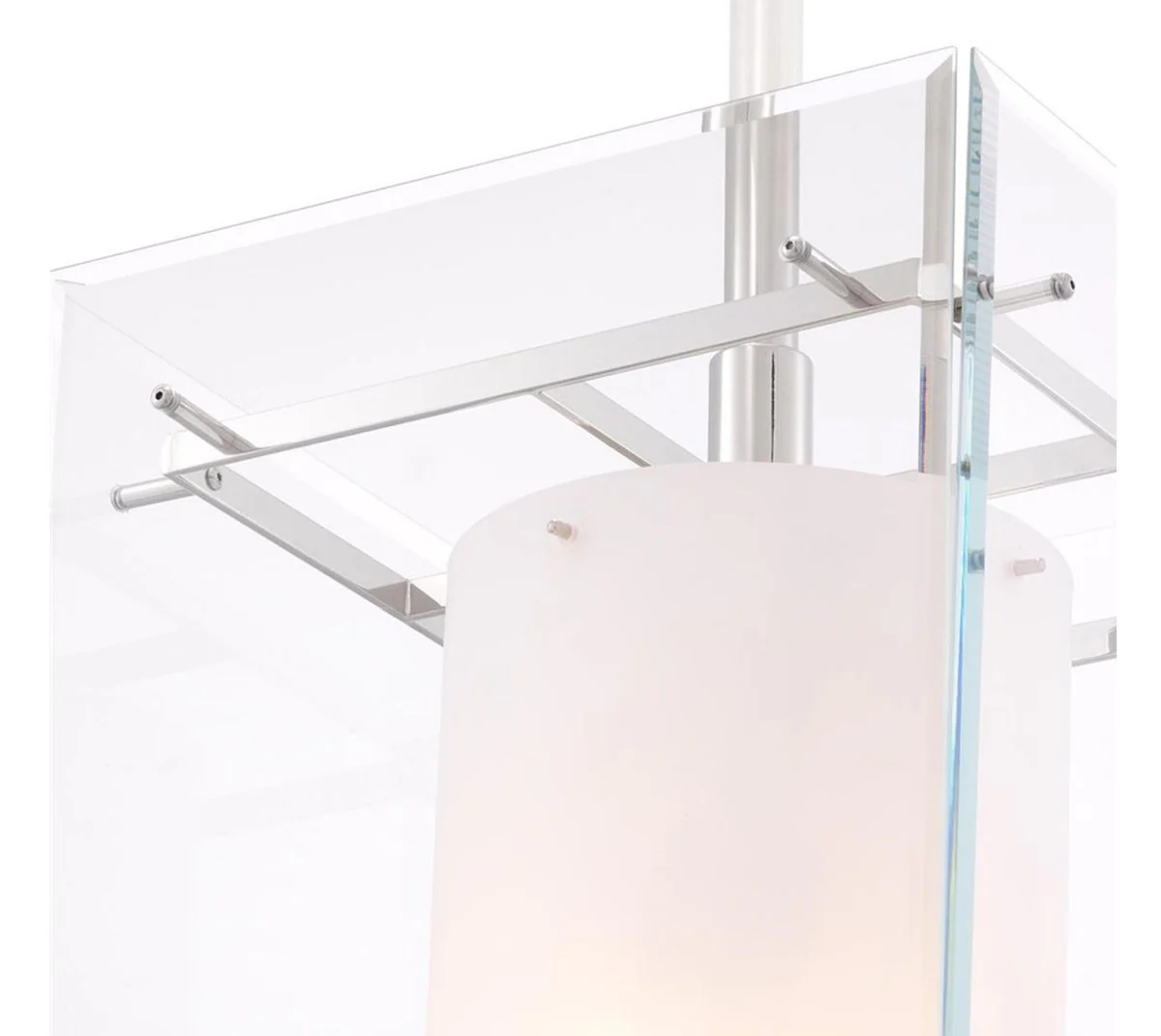 Casa Padrino lámpara colgante de la sala de estar de lujo plata / blanco 36 x 36 x H. 50 cm - Muebles de Lujo