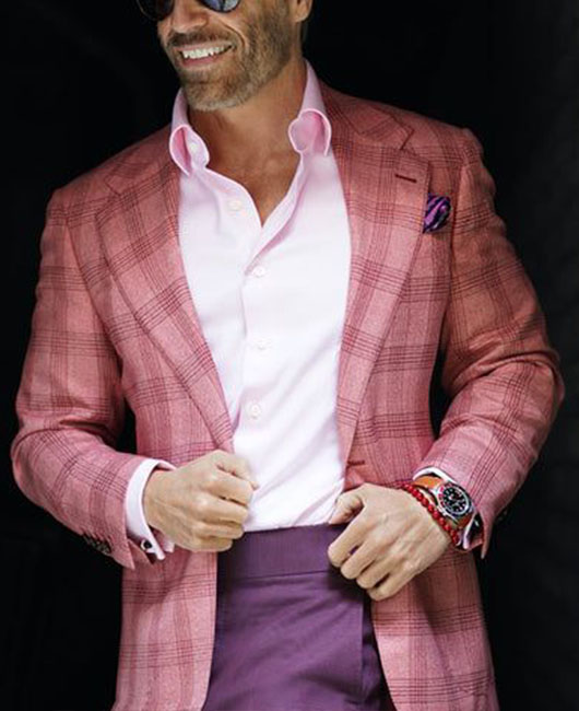 Plaid Notch Lapel Pocket Design Single Breasted Blazer