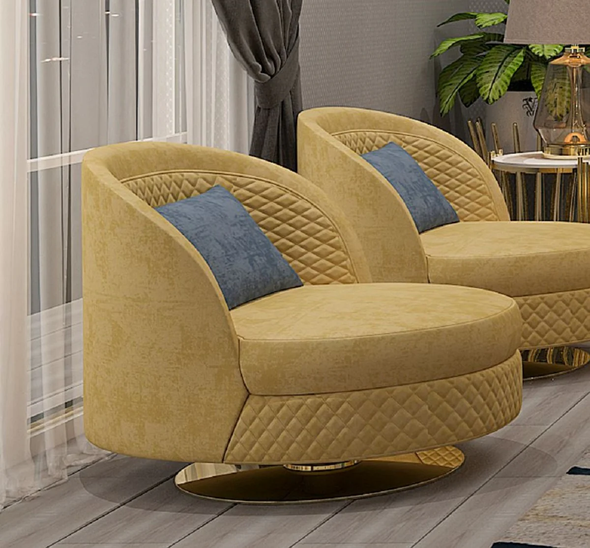 Casa Padrino sill¨®n de sal¨®n y hotel de lujo amarillo / oro 85 x 82 x A. 80 cm