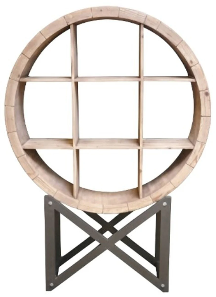 Casa Padrino country house style shelf cabinet natural colors / black 120 x 37 x H. 168 cm - Living Room Furniture in Country House Style