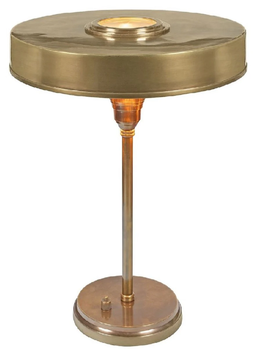 Casa Padrino lámpara de mesa Art Deco de lujo latón antiguo Ø 38 x A. 53 cm - Lámpara de escritorio redonda de latón - Luces de lujo - Interior de lujo