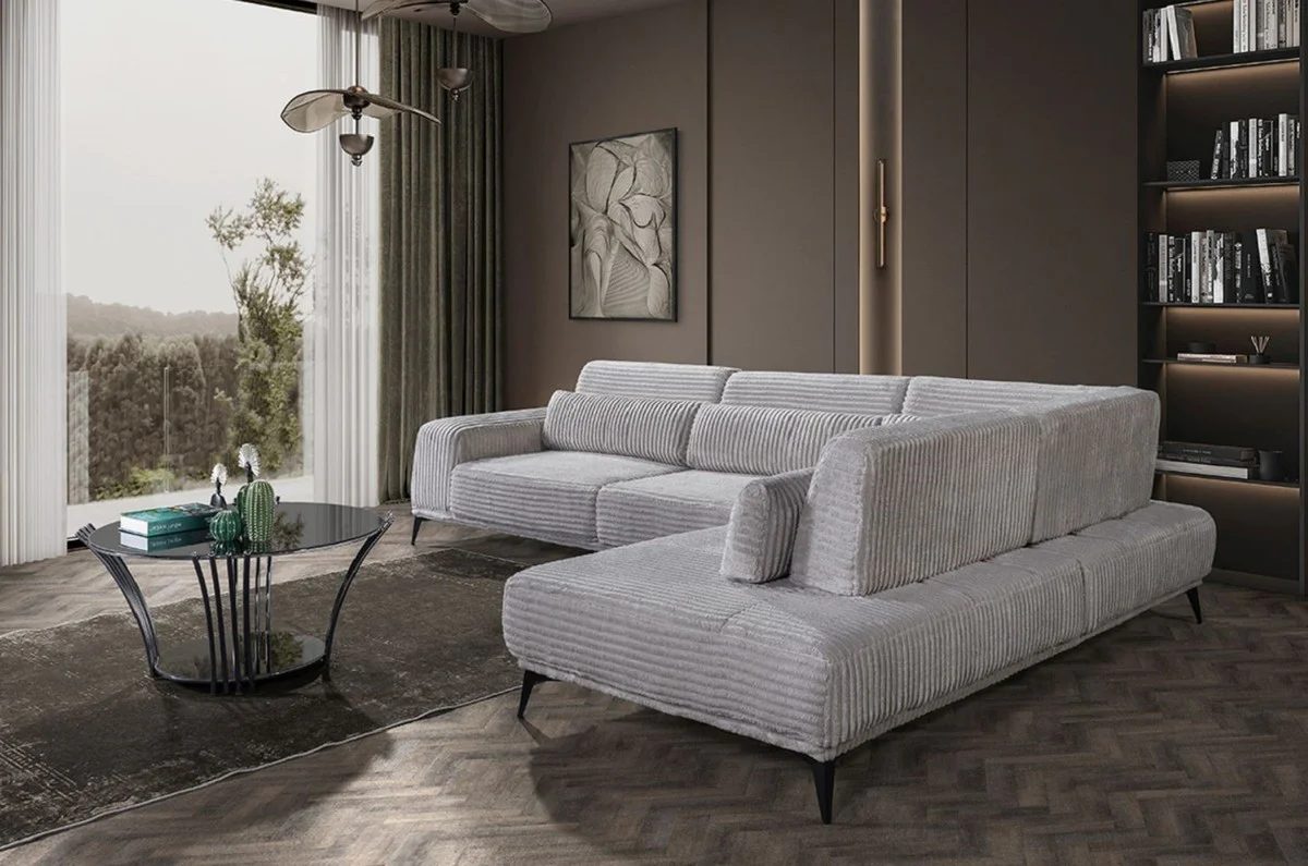 Casa Padrino sof¨¢ esquinero de lujo con respaldo ajustable gris / negro 330 x 240 cm