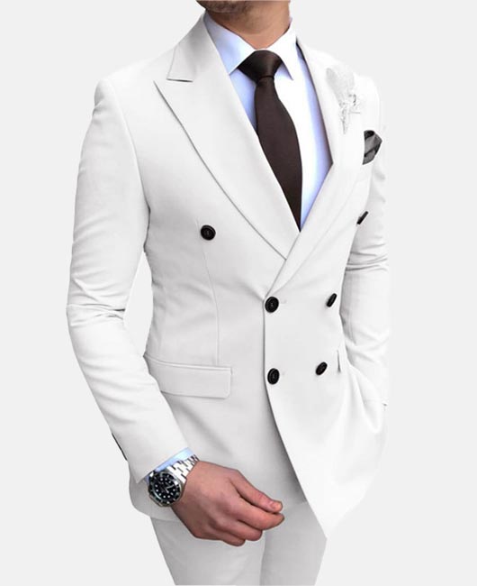 Elegant Plain Lapel Collar Double Breasted Blazer & Pants 2Pcs Set