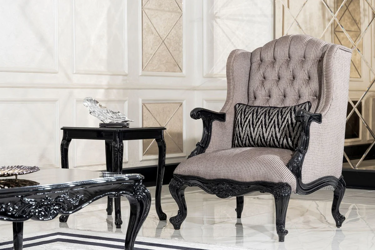 Casa Padrino mesa auxiliar barroco de lujo negro - Mesa de madera maciza hecha a mano en estilo barroco - Muebles de sal¨®n de lujo en estilo barroco - Muebles barrocos - Noble y Magn¨ªfica