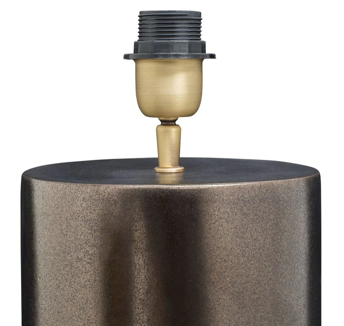 Casa Padrino lámpara de mesa de cerámica de lujo plata / naranja Ø 60 x H. 113 cm - Lámpara de mesa hecha a mano con pantalla de lámpara negra