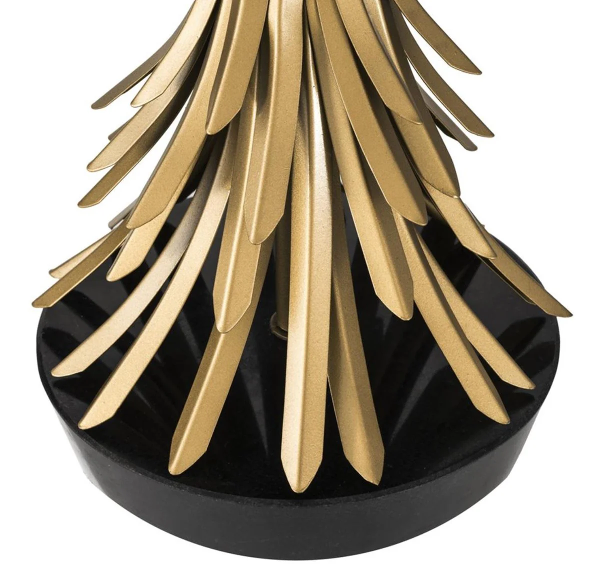 Casa Padrino lámpara de mesa de lujo oro antiguo / negro / blanco Ø 45 x H. 85 cm - Lámpara de Mesa de Diseño con Base de Granito y Pantalla