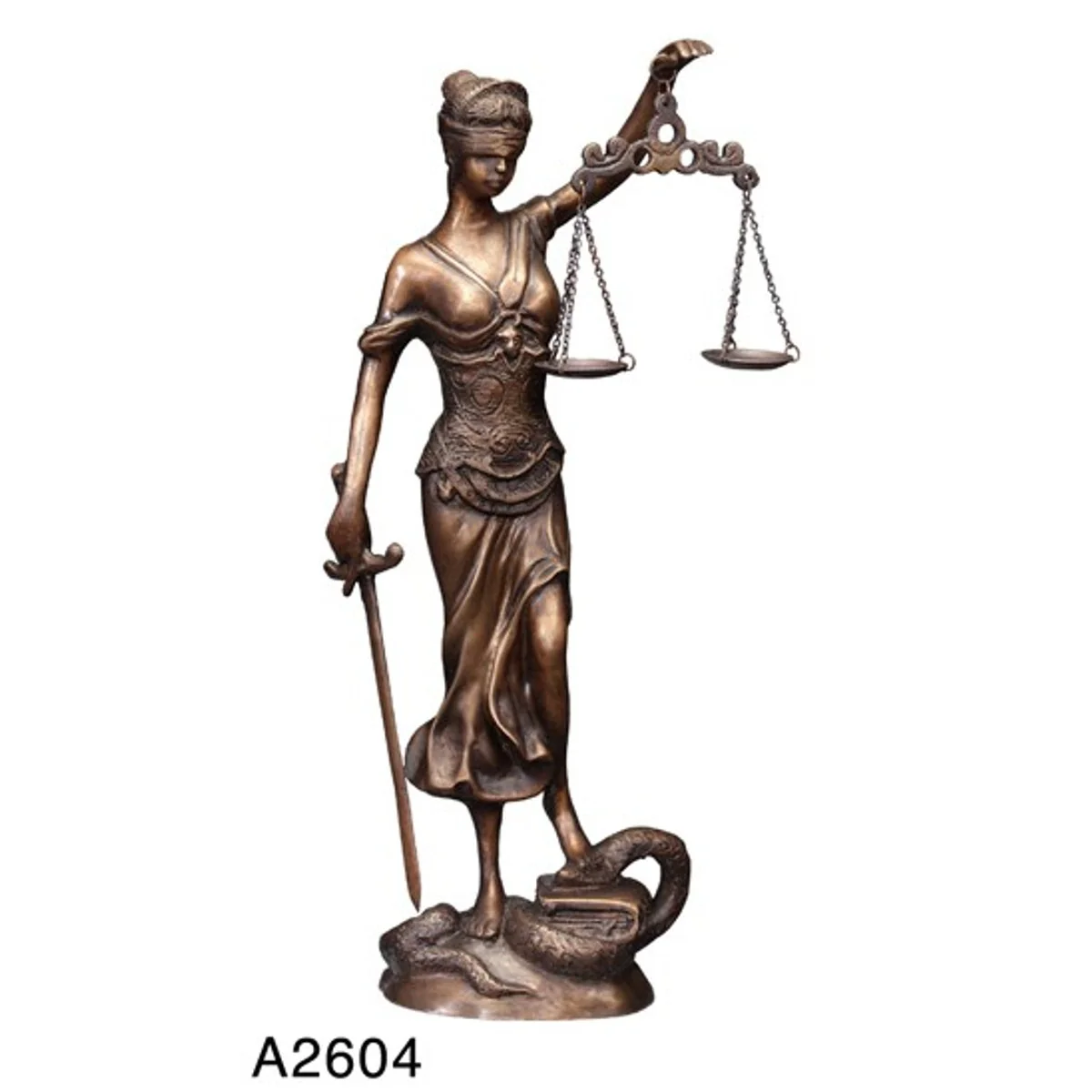 Casa Padrino luxury bronze figure lady with Scale II - Bronze bust of attorney notary Justitia figure - Woman with scales