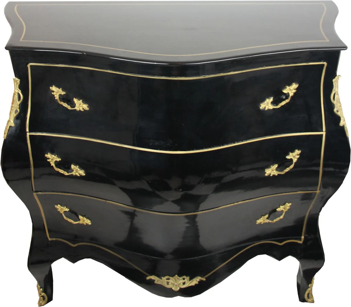 Tocador barroco Casa Padrino negro / dorado Ancho 120 cm - Muebles de estilo antiguo