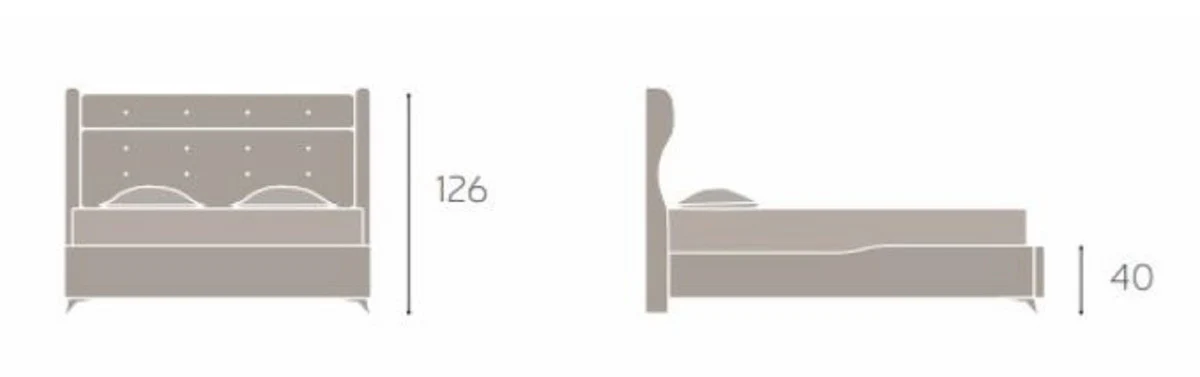 Casa Padrino cama doble de lujo beige / marrón - Cama moderna de madera maciza - Muebles de Dormitorio y de Hotel Moderno - Colección de Lujo