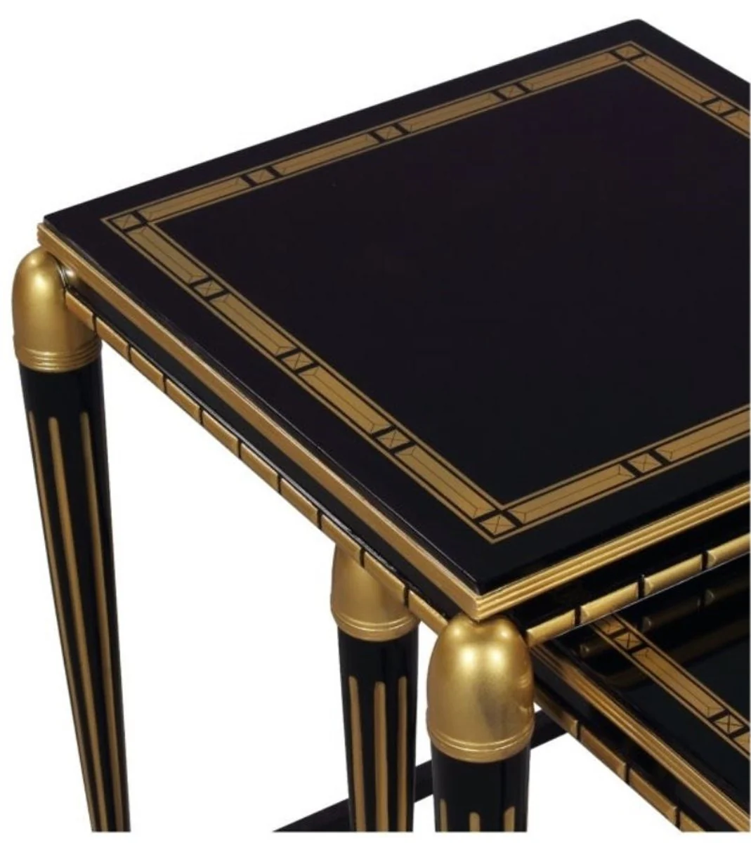 Casa Padrino juego de mesa lateral de lujo negro / oro 45 x 45 x H. 54 cm - Muebles de Lujo