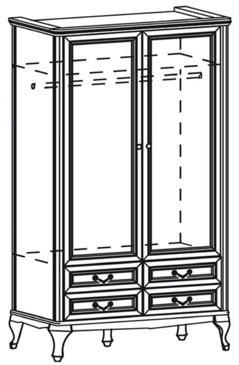 Casa Padrino armario de dormitorio Art Nouveau de lujo marr¨®n oscuro 114,5 x 60 x A. 206 cm - Armario de madera maciza con 2 puertas y 4 cajones - Muebles de Dormitorio Barroco y Art Nouveau