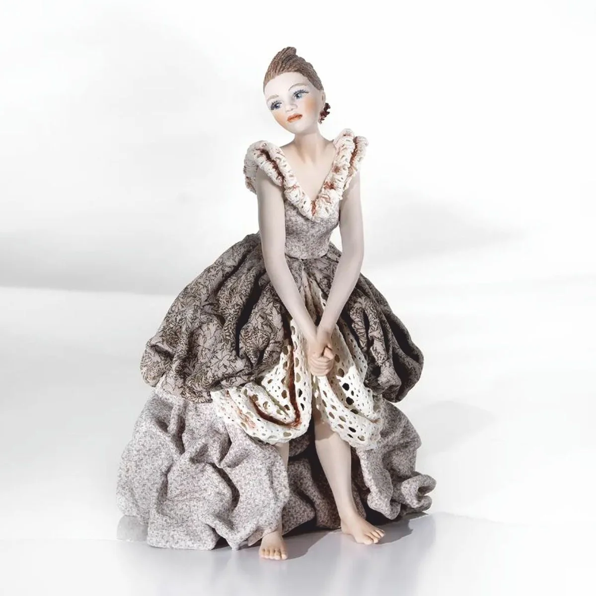 Casa Padrino mu?eca decorativa de porcelana barroco dama colorido A. 23 cm - Hecho en Italia