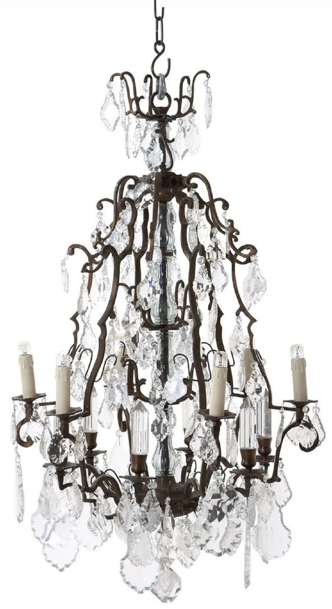 Casa Padrino araña de luces barroco de lujo latón antiguo Ø 60 x A. 90 cm - Magnífica araña de luces de latón - Araña de Luces de Salón Barroco - Araña de Luces de Hotel Barroco